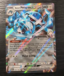 Pokemon Destined Rivals Steven's Metagross EX Double Rare Card 145/182 NM - Image 1