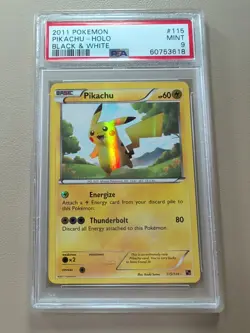 2011 Pokemon BLACK & WHITE Pikachu Holo BASE SET Secret Rare #115 PSA 9 - Image 1