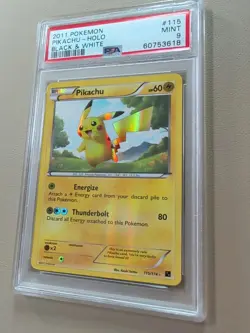 2011 Pokemon BLACK & WHITE Pikachu Holo BASE SET Secret Rare #115 PSA 9 - Image 3