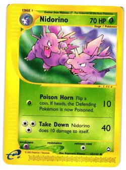 Pokemon TCG Nidorino 55/147 Uncommon Aquapolis VLP - Image 1