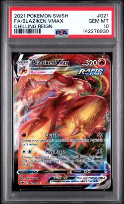 2021 POKEMON SWORD & SHIELD CHILLING REIGN #021 FULL ART/BLAZIKEN VMAX PSA 10 - Image 1