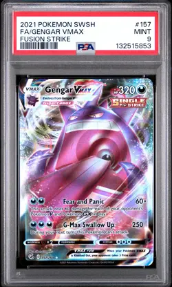 2021 POKEMON SWORD & SHIELD FUSION STRIKE #157 FULL ART/GENGAR VMAX PSA 9 - Image 1