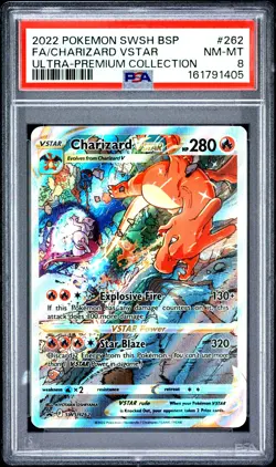 2022 POKEMON SWSH BLACK STAR PROMO #262 FULL ART/CHARIZARD VSTAR PSA 8 - Image 1