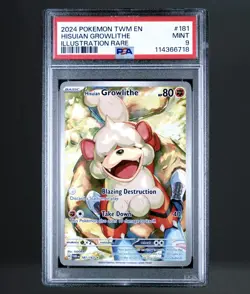 Pokemon 2024 SV06 Twilight Masquerade Hisuian Growlithe IR Holo PSA 9 181/167 - Image 1