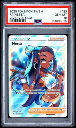 2020 Pokemon SWSH Vivid Voltage Nessa Full Art Trainer #183 PSA 10 - GEM MINT! - Image 1