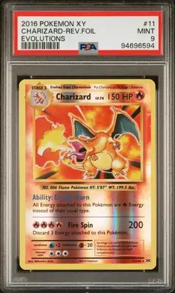 2016 POKEMON XY EVOLUTIONS #11 CHARIZARD-REVERSE FOIL PSA 9 - Image 1