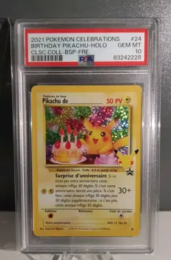 Pokemon Promo Birthday Pikachu Anniversaire No.24 Celebrations French PSA 10 M - Image 1
