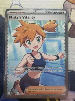 Misty’s Vitality 111/084 Ultra Rare Full Art Pitch Black Pokemon Card NM+ - Image 2