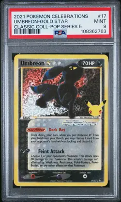 Umbreon 17/17 Celebrations Classic Collection Gold Star PSA 9 Pokemon Card - Image 1