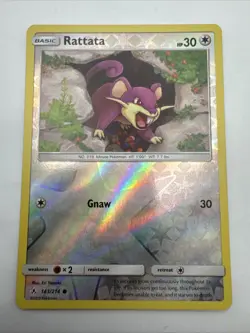 REVERSE HOLO Pokemon TCG Sun & Moon Unbroken Bonds Card Rattata 143/214 - Image 1