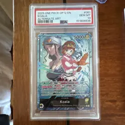 One Piece Card Game OP12 Koala OP12-081 Alt Art Foil PSA 10 EN - Image 1