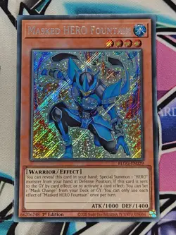 YUGIOH BLGG-EN029 Masked HERO Fountain Secret Rare 1ST EDITION - Image 1
