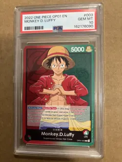 PRE ERRATA 2022 One Piece OP01-003 Monkey D. Luffy Leader EN PSA 10 low PSA pop. - Image 1