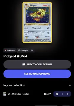 1999 Pokemon PIDGEOT Jungle Set HOLO Foil Rare Unlimited Edition Card 8/64 - Image 3