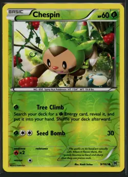 Chespin 9/162 Common BREAKthrough Pokemon Reverse Holo Near Mint - Image 1