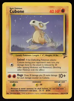 Cubone 70/130 Common Base Set 2 Pokemon LP - Image 1