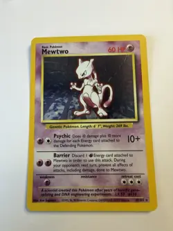 Pokemon TCG Mewtwo 10/102 Base Set Holo Rare Unlimited EN 1999 HP/MP - Image 1