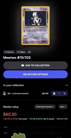 Pokemon TCG Mewtwo 10/102 Base Set Holo Rare Unlimited EN 1999 HP/MP - Image 3