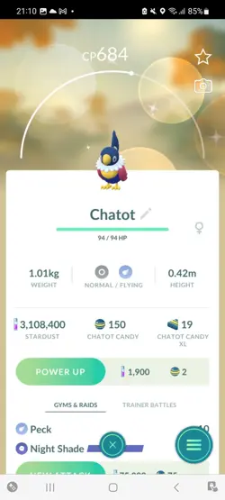 Pokemon Go Shiny Chatot - Image 1