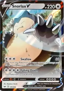 Pokemon | SWSH01: Sword & Shield Base Set | Snorlax V | 141/202 | NM Holo - Image 1