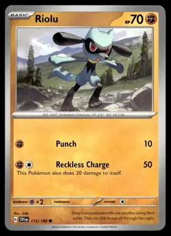 Riolu 113/198 Pokemon Card Scarlet & Violet Common 70 HP Near Mint EI - Image 1