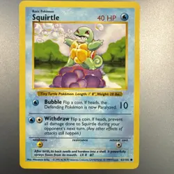 1999 Pokemon TCG Squirtle Base Set 63/102 Shadowless Common Card LP+ - Image 1