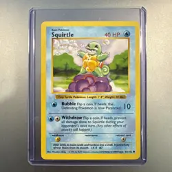 1999 Pokemon TCG Squirtle Base Set 63/102 Shadowless Common Card LP+ - Image 3