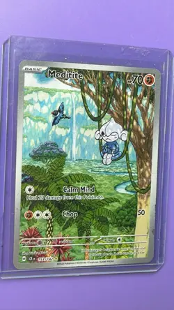 Pokemon Meditite 153/142 SV07 Stellar Crown Illustration Rare Holo Basic 70 HP - Image 1