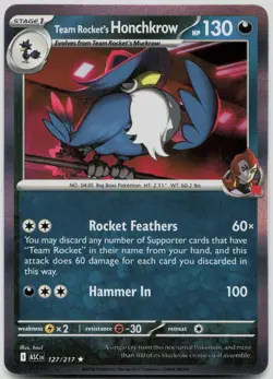 Team Rocket's Honchkrow 127/217 Rare Ascended Heroes Pokemon Holo Near Mint - Image 1