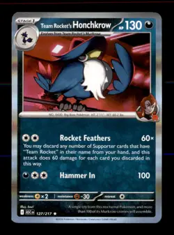Team Rocket's Honchkrow 127/217 Rare Ascended Heroes Pokemon Holo Near Mint - Image 1