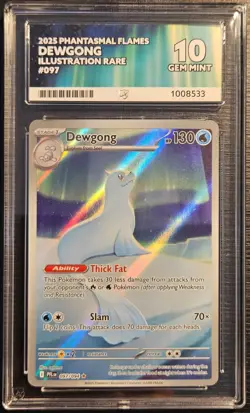 ⭐Ace 10 Perfect Subgrades Dewgong 097/094 ⭐Phantasmal Flames IR Pokemon TCG - Image 1