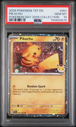 2026 POKEMON TEF EN-TEMPORAL FORCES POKEMON DAY 2026 COLLECTION PIKACHU PSA 10 - Image 1