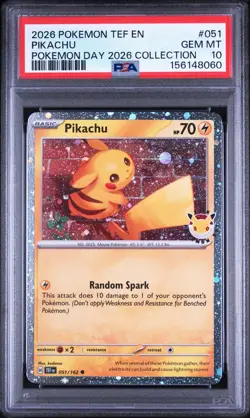 2026 POKEMON TEF EN-TEMPORAL FORCES POKEMON DAY 2026 COLLECTION PIKACHU PSA 10 - Image 1
