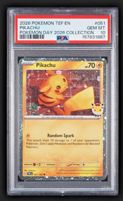 2026 Pokemon Day ~ TEF EN Pikachu #051 ~ 30th Anniversary ~ PSA 10 GEM MINT - Image 1