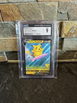 Pokemon TCG 2021 Celebrations Surfing Pikachu V 008/025 Holo CGC 9 - Image 1