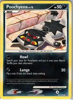 Poochyena 86/127 Common Platinum Pokemon Near Mint - Image 1