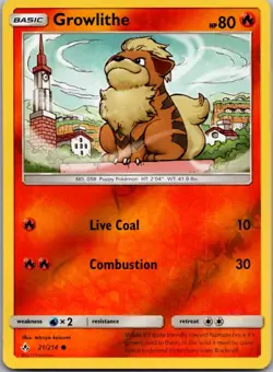 Growlithe 21/214 Common Unbroken Bonds Pokemon Reverse Holo Lightly Played - Image 1
