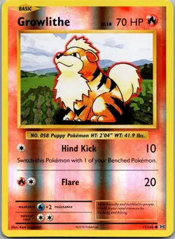 Growlithe 17/108 Common Evolutions Pokemon Reverse Holo Lightly Played - Image 1