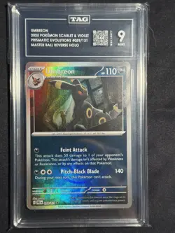 Umbreon 059/131 Master Ball Reverse Holo Prismatic Evolutions Pokemon Tag 9 Mint - Image 1