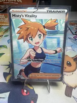 Misty’s Vitality 111/084 Ultra Rare Full Art Pitch Black Pokemon Card NM - Image 1