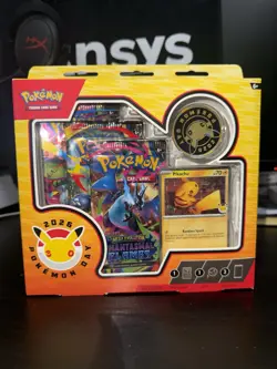 Pokemon TCG Pokemon Day 2026 Collection Box Pikachu Promo Card w/ 3 Boosters - Image 1