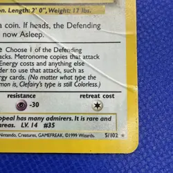 Pokemon TCG Clefairy Base Set Unlimited Rare HP Card 5/102 - Image 4