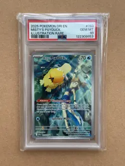 2025 POKEMON DESTINED RIVALS ILLUSTRATION RARE MISTY'S PSYDUCK #193 PSA 10 - Image 1