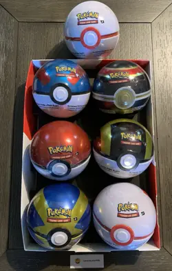 Pokemon Pokeball Tin Complete Set of 6 with Display Box + Bonus Tin Premier Ball - Image 1