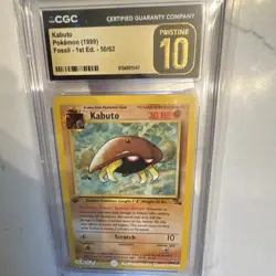 Pokemon TCG Kabuto Fossil 50 1st Edition 50/62 1999 CGC Pristine 10 99 - Image 1