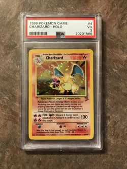 Pokemon TCG Charizard Base Set 4/102 Holo Unlimited Holo Rare PSA Graded 3 VG - Image 1