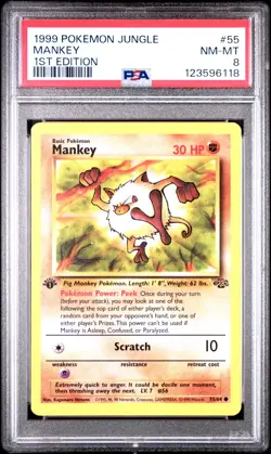 PSA 8 NM/MT 1999 POKEMON JUNGLE #55 MANKEY 1ST EDITION ENGLISH - Image 1