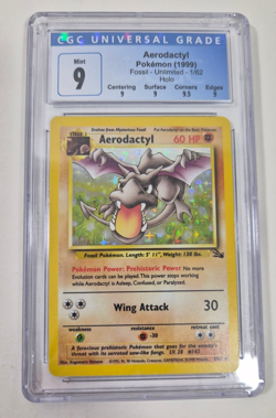 Pokemon 1999 WOTC Aerodactyl 1/62 Holo Fossil Mint CGC 9 Quad+ - Image 1