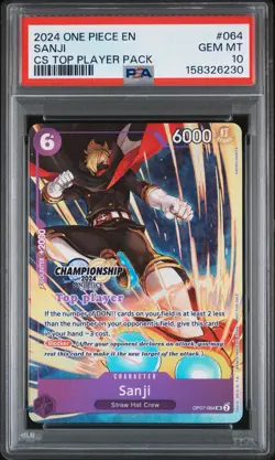 2024 One Piece Sanji Championship Top Player OP07-064 PSA 10 Gem Mint POP 23! - Image 1