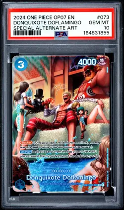 2024 One Piece TCG Donquixote Doflamingo SP Alt Art OP07-073 PSA 10 Gem Mint - Image 1